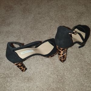 DvF heel, size 9, black and leopard color